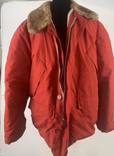 Vintage Bauer Down Puffer Coat Blizzard Proof Red  w/Fox-Fur Collar  Large/XL