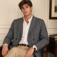 Ted Baker Maver 100 Linen Blazer Jacket Fine Stripe Double Breasted 4 US L