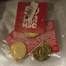 Mcdonalds 50 Years Of Big Mac Maccoin Set Of 3 Gold Original Sealed 2018