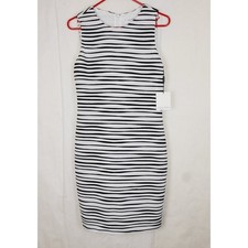 New Calvin Klein black and white striped bandage sheath dress Size 8 Career Y2K