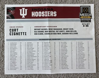 2026 OFFICIAL CURT CIGNETTI TALKING POINT SHEET media day CFP one of a kind