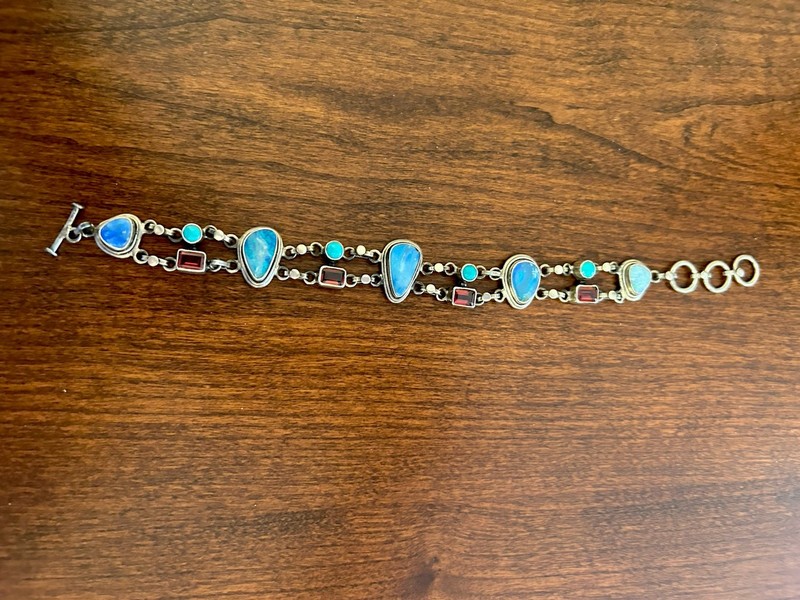 Vintage  Silver Bracelet  Turquoise Boho Ethnic Jewelry