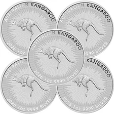 Lot of 5 - 2026 1 oz Australian Silver Kangaroo Coin .9999 Fine BU