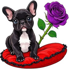 30 Custom Cute Dog With Purple Rose Personalized Address Labels