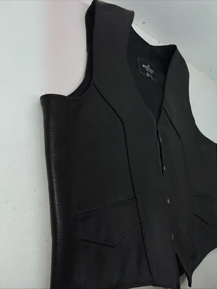 Nuevo chaleco de motociclista Western Express de cuero negro para hombre 4XL Q-604 Foto 2 de 4