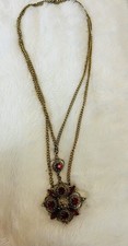 Gold Tone FLORENZA signed Red  Medallion Vint...