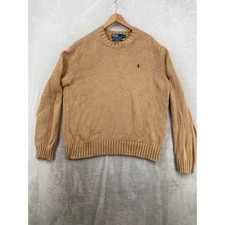 Polo Ralph Lauren Sweater Mens XL Tan Cotton Crewneck Knit Pony Logo Classic XL