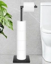 Free Standing Toilet Paper Holder, Bathroom Toilet Paper Stand with Shelf Hol...
