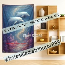 Marine dolphin tapestry sea decor ocean 39X59 in