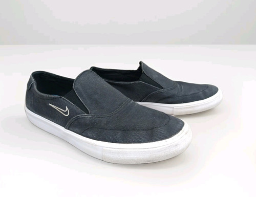 Nike SB Portmore II Solarsoft Shoe Black Canvas Slip-On Skateboarding Mens 10.5