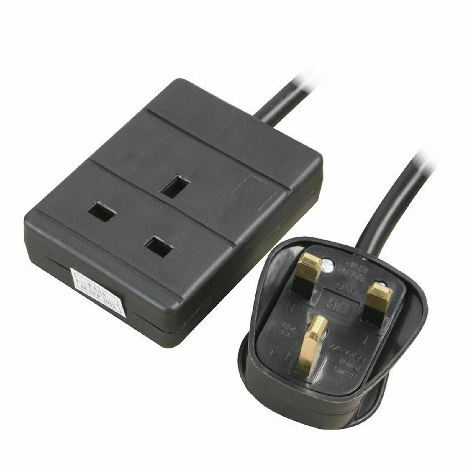 1m 1 Gang Single Way UK 13A Mains Power Socket Extension Lead BLACK [008318]