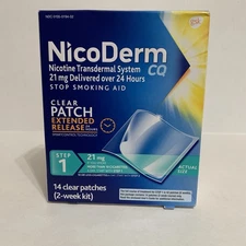 NicoDerm CQ Step 1 Stop Smoking Aid Clear Nicotine Patches - 14 Count Exp:02/28