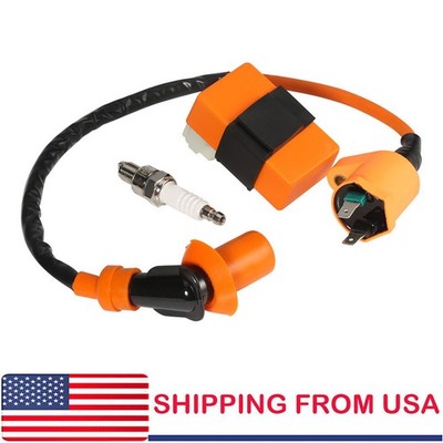 Racing CDI Box 6 Pin+Ignition Coil+Spark Plug for GY6 50-150cc Moped Scooter Kit