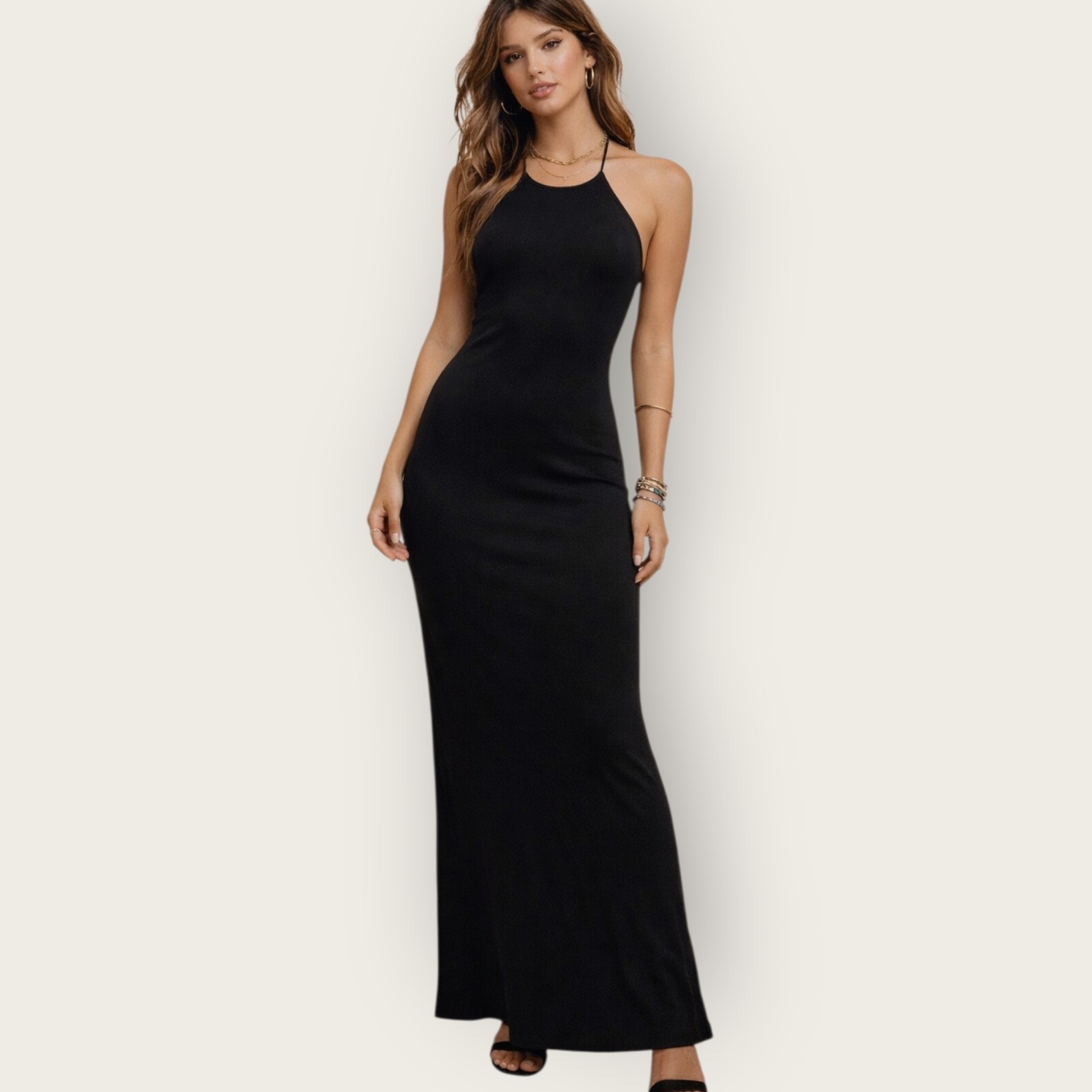 Vintage 90s Y2K All That Jazz Black Maxi Slip Dress Formal Minimalist Classic 12