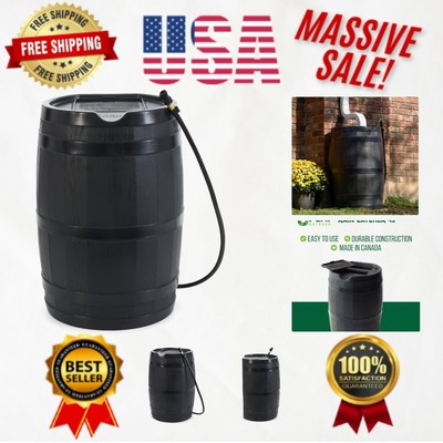 Heavy Duty 45 Gallon Rain Barrel with Debris Screen & Garden Hose