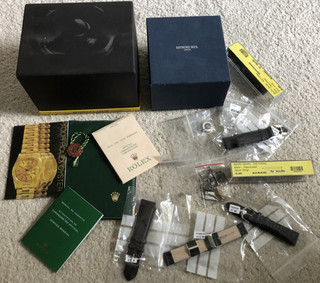 Mix Lot Breitling bakelite box Raymond Weil box Rolex papers new straps etc