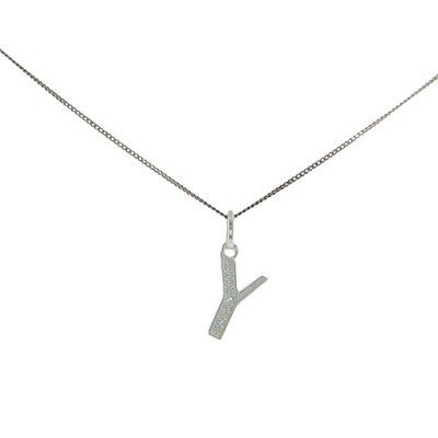 Sterling Silver Cubic Zirconia ''Y'' Initial Pendant