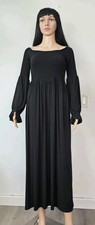 Smash+Tees Long Sleeve Maxi Dress Square Neck Gathered Loose Bohemian Style Size