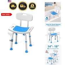 Shower Chair for Inside Shower with Removable Back, 400 lbs Heavy Duty Bath S...