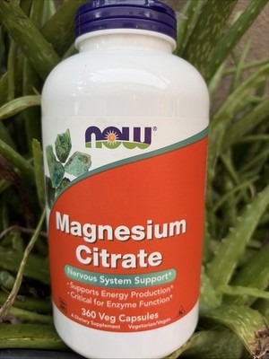 NOW Magnesium Citrate Enzyme Function Nervous System Support 240 Veg Caps 7/29