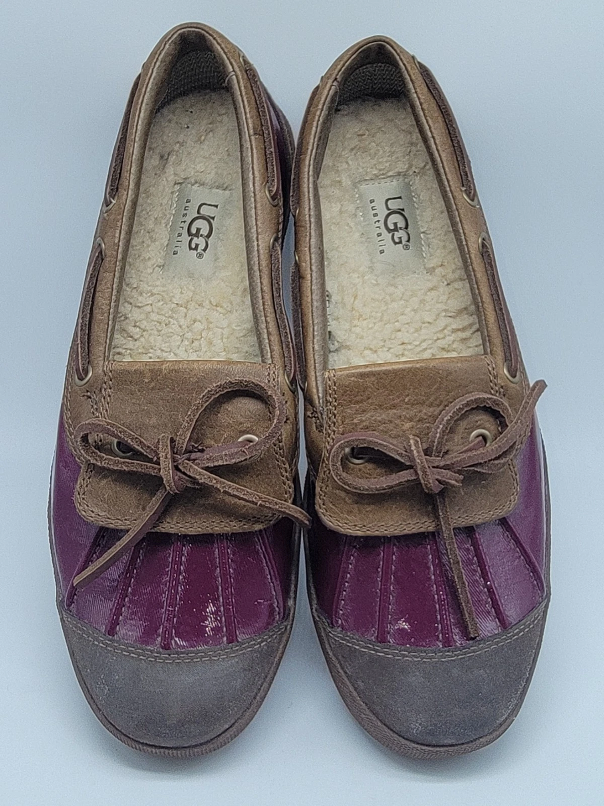 Scarpa da pioggia impermeabile antiscivolo UGG marrone viola pelle anatra Ashdale pile taglia 8