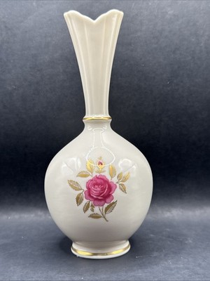 Vtg Lenox Bud Vase | 8” Ivory Porcelain Rose Vase 24k Gold Trim