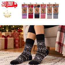 3, 6, 12 Pair Womens Nordic Socks Merino Wool Christmas Winter Socks Fits UK 4-8