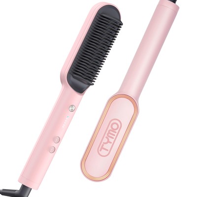 Ring Hair Straightener Brush   Hair Straightening Iron with Built-in Comb, 20...