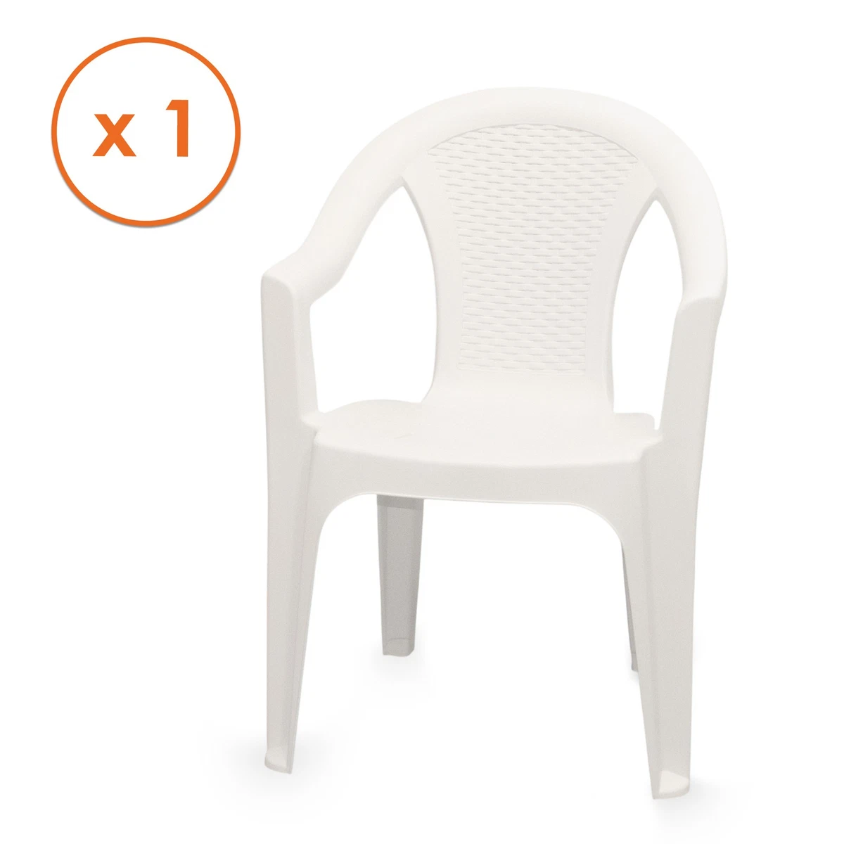Silla de jardín blanca - aspecto de ratán - silla apilable de plástico de jardín monobloque