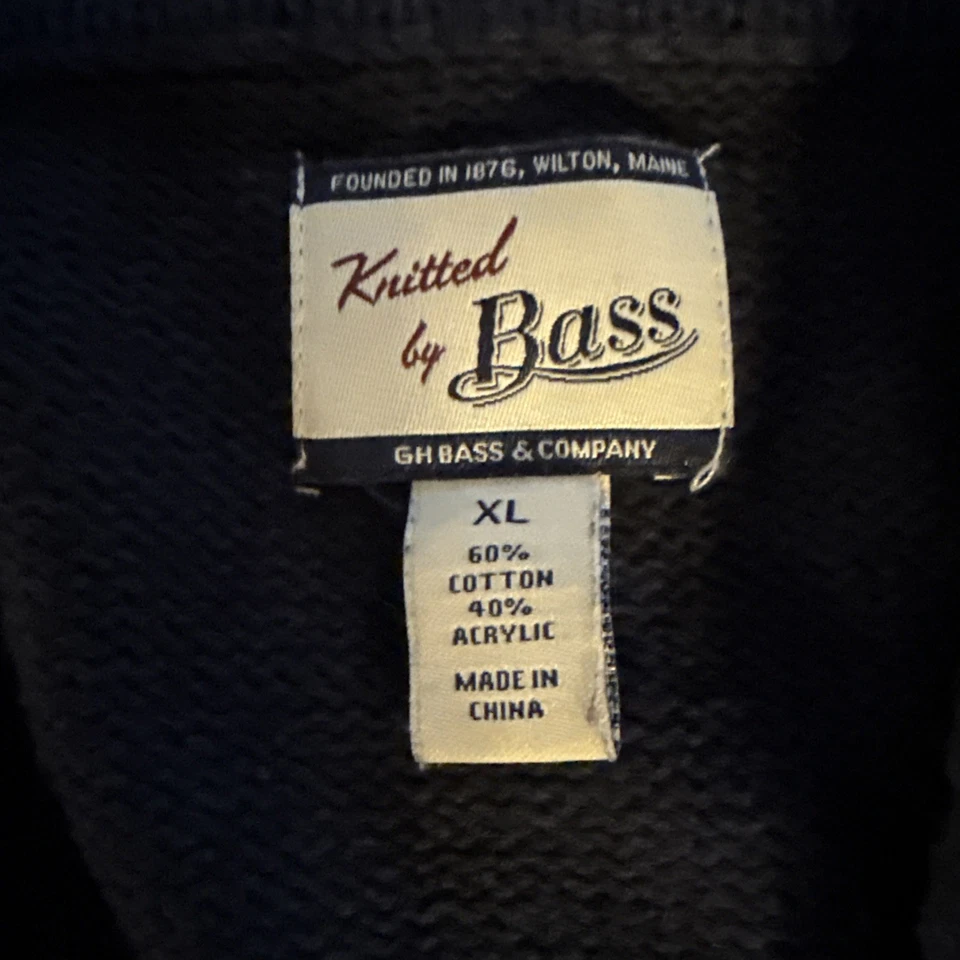 GH Bass Knitted Sweater Vintage XL Toggle Cardigan Cable Knit Fisherman Navy - Image 2 of 4