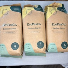 3 packs EcoPeaCo bamboo diapers size 4 sensitive skin Exp 12/8/27