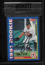 BAS 1991 Score Rookies Box Set David Segui #31 Seal of Authenticity Auto 3c7