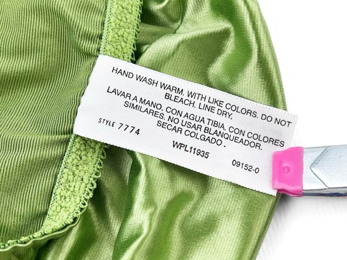 Bikini vintage delicato raso mutandine bagnate taglio alto verde lucido seconda pelle taglia L - Foto 8 di 8