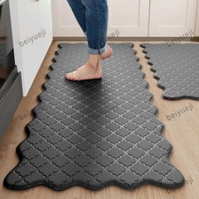 Upgrade Scalloped Kitchen Mats for Floor, Black Thicken Kitchen Rugs Non Slip US