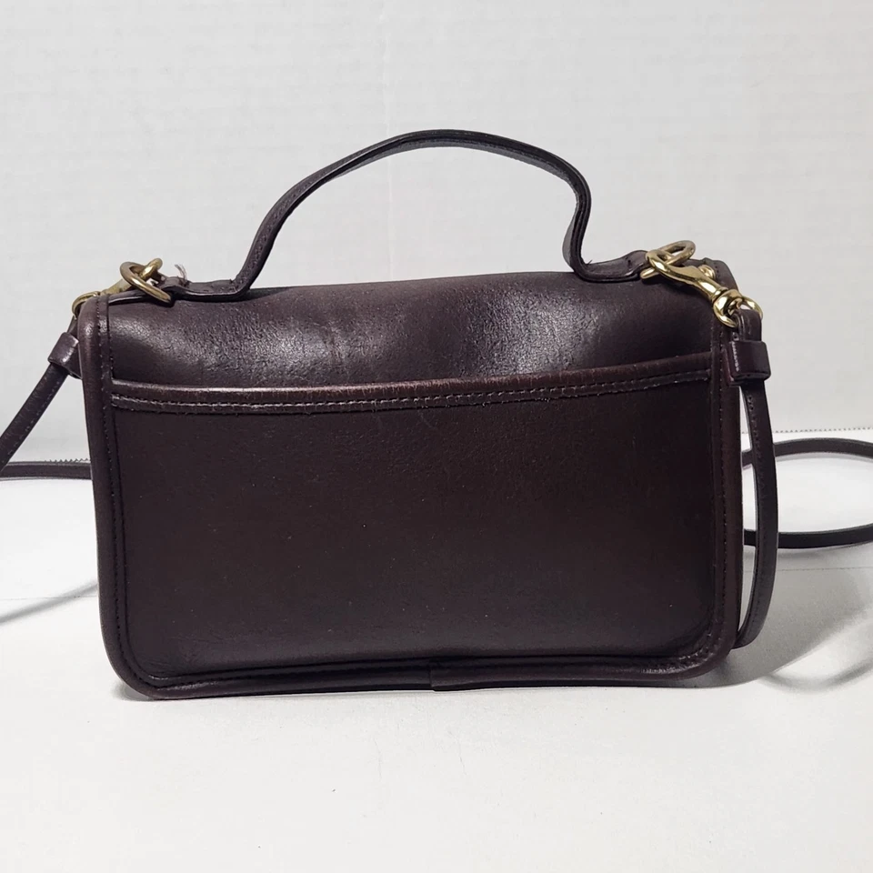 Vtg COACH Casino Bag 9924 USA Made Small Turnlock Satchel Crossbody Dark Brown - Image 4 of 4