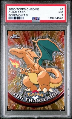 Pokemon Topps Chrome Charizard #06 Holo Foil PSA 7 NM Englisch 2000 Vintage
