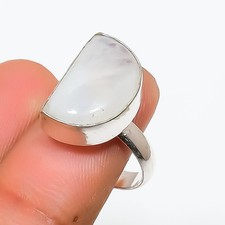 Rainbow Moonstone Gemstone 925 Sterling Silver Jewelry Ring Size 6.5 Z070