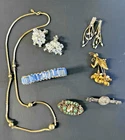 Vintage Costume Jewelry Lot Blue Rhinestone Bracelet, GF Carl Art, Laguna, Avon
