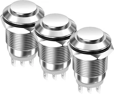 3Pcs 12mm Waterproof Latching Metal Push 12mm-NO/NC-wire, Silver 12mm-no/Nc 