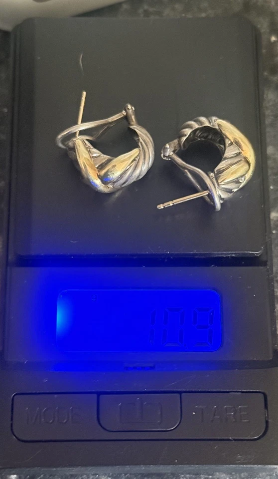 ~Pendientes de oro de ley 925 David Yurman de colección de 14k~DY~Diseño de camarón~Envío GRATIS~ Foto 3 de 4
