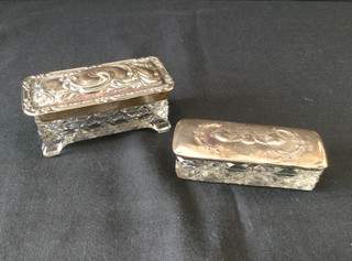 2 Small Glass Trinket Boxes with Silver Lids