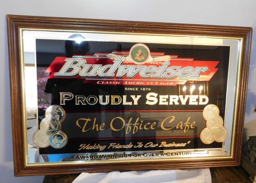 Budweiser Beer Bar Sign Vintage Mirror Framed Picture
