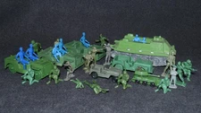 Vintage Green Army Men Blue Soldiers 1960's Tanks Jeeps Tim Mee MPC Marx Remco