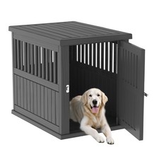 Dog House End Table Resin Weatherproof Indoor Furniture Black Large