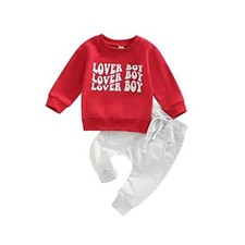 Toddler Baby Boy Girl Valentines Outfit Long Sleeve Letters Print Sweatshirt