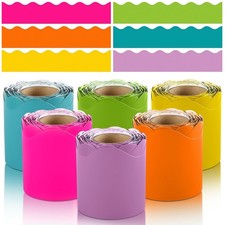 6 Rolls 198 Ft Scalloped Bulletin Board Borders, Colorful, Classroom, Decor