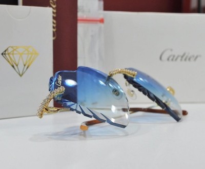 Cartier Randlose Harmattan C Dekor Occhiali Gestell Sonnenbrille...
