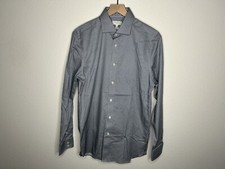 Ted Baker Mens Navy Blue Geometric Slim Fit Button Shirt Size 15.5 34/35 NWOT