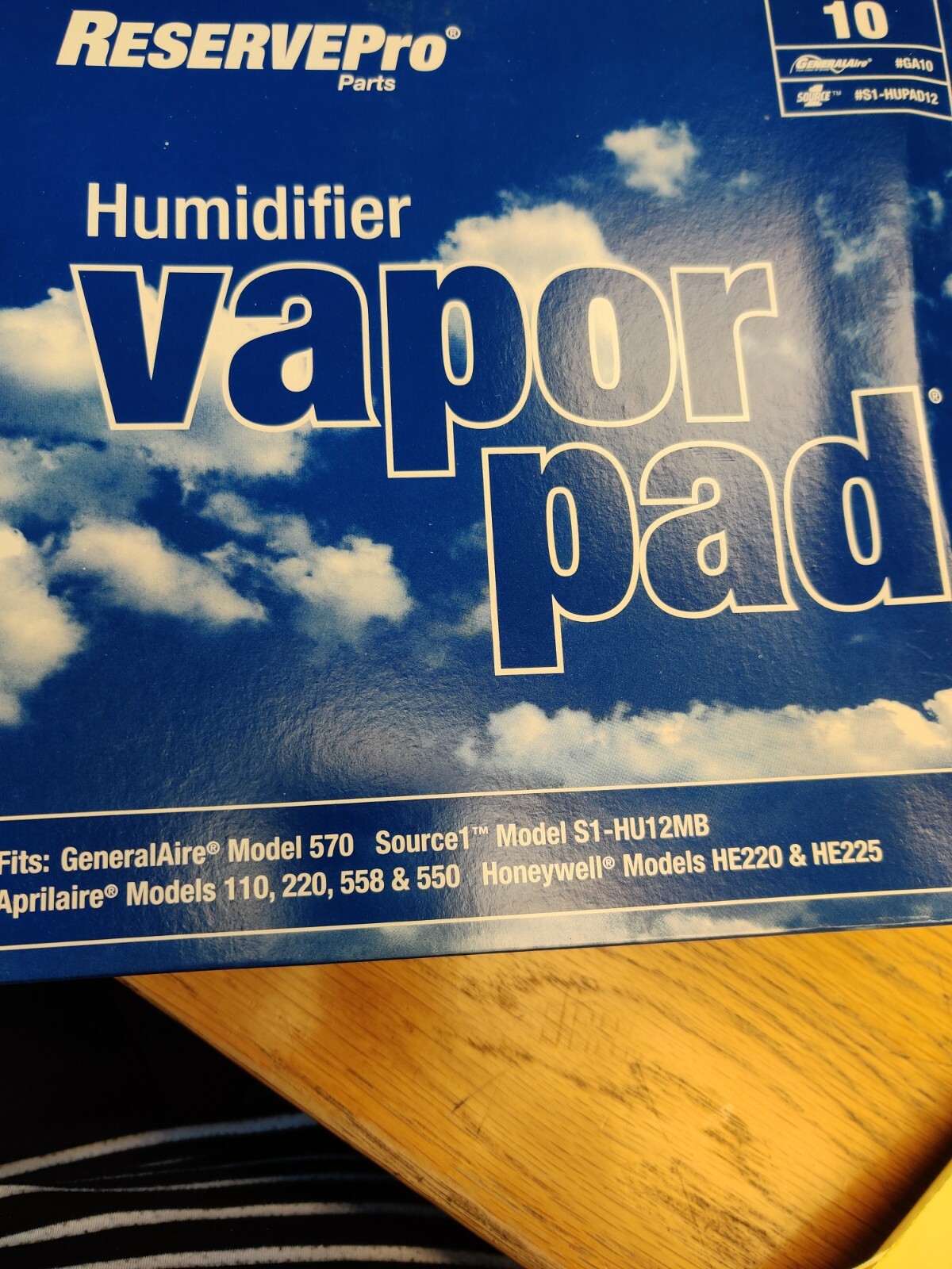 RESERVEPRO HUMIDIFIER VAPOR PAD GA10 GENERALAIR SOURCEONE S1HUPAD12