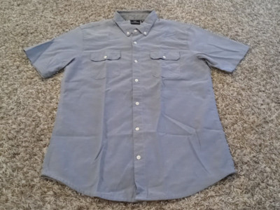 Burnside Shirt Mens Large Blue Short Sleeve Button Down Cotton